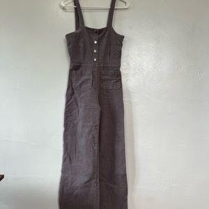 Gray Corduroy Flare Jumpsuit